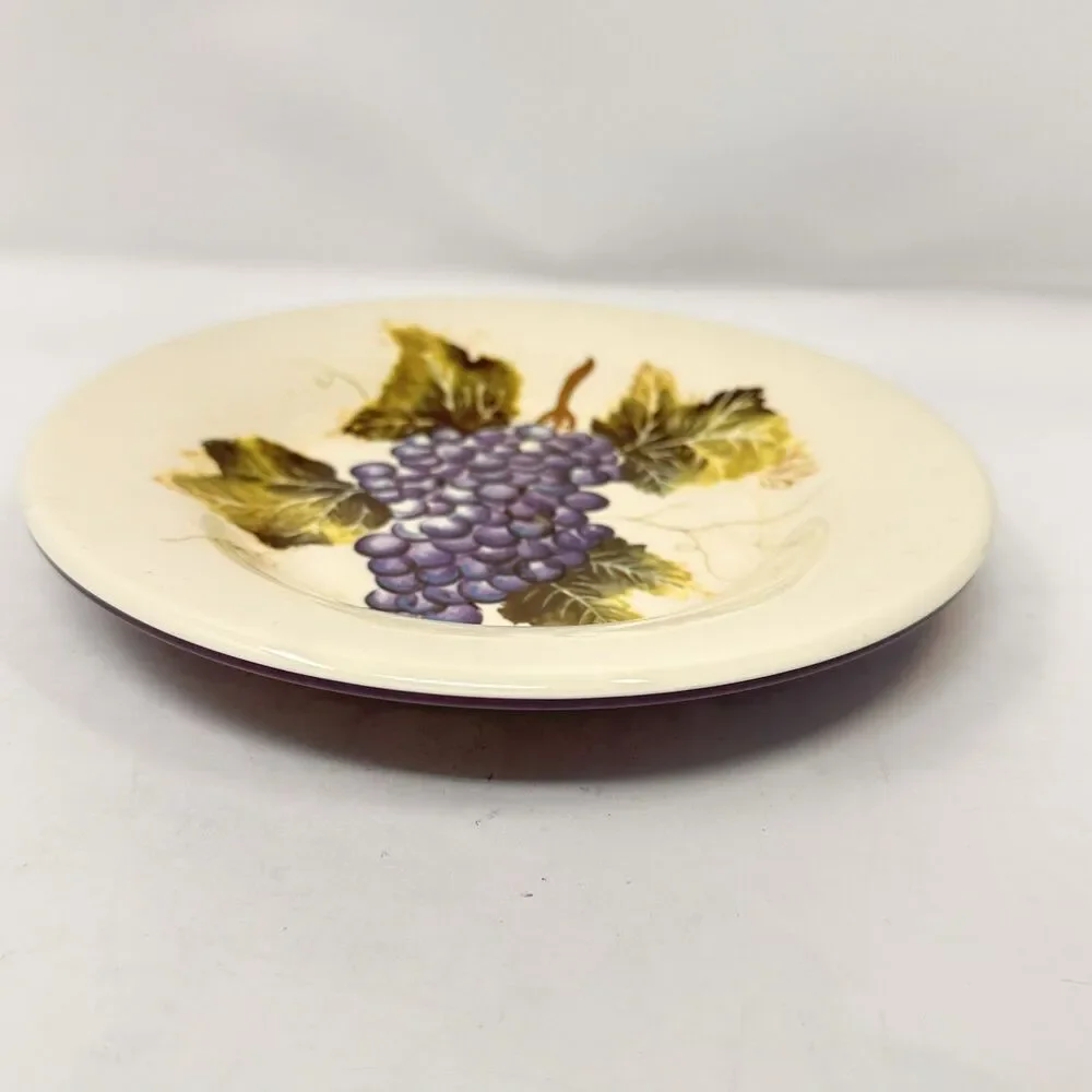 Tabletops Unlimited Cabernet Hand Painted Salad Plate Grape Tuscan Country 8.5